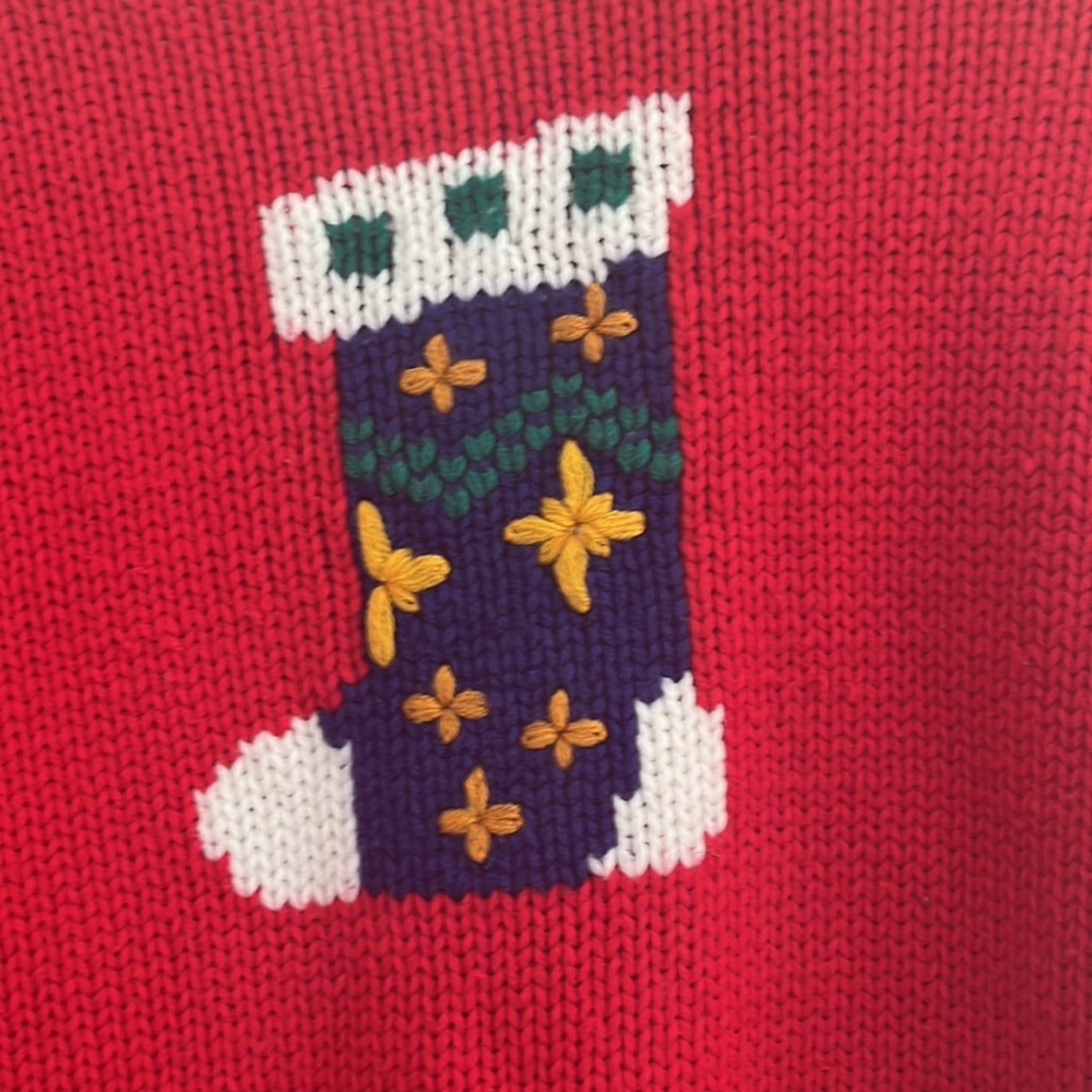 Vintage Karen Scott Knit Christmas Holiday Sweater Kitchy Granny Festive - Picture 6 of 7